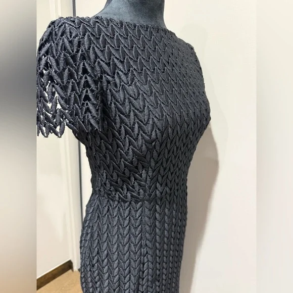 knee length dresses for ladies Elegant Black Short Sleeve Midi Lace Cocktail Dress - 5XL main image 0